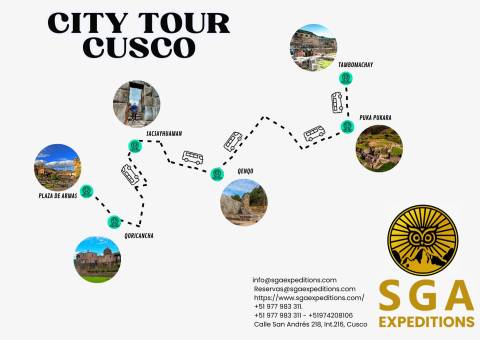 CIty tour en Cusco, San Pedro, Qoricancha, Catedral, Saqsayhuamán y Qenqo medio día